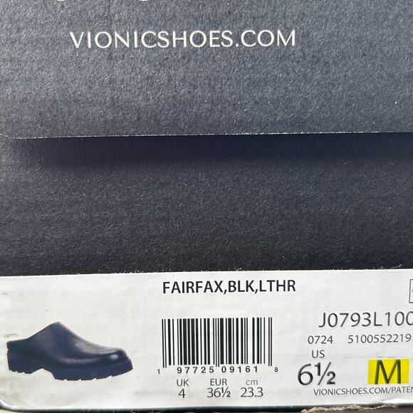 Vionic Fairfax Vegan Leather Mule Slip On Black J0793L1001 Women's 6.5M Tried On - Picture 11 of 11